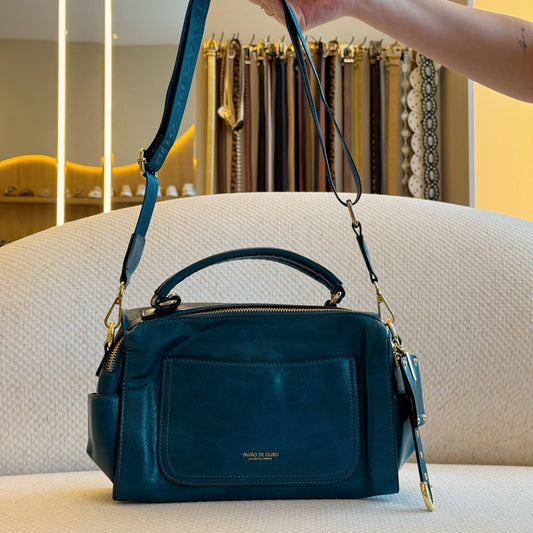 Turquesa - Bolsa Feminina Estruturada Alça Larga Azul