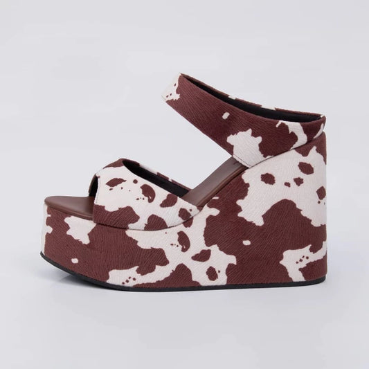 Canadá - Tamanco Feminino Anabela Vaca Marrom