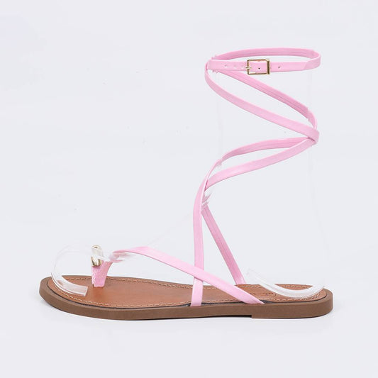 Blair - Sandália Rasteira Feminina Gladiadora Aplicação Rosa