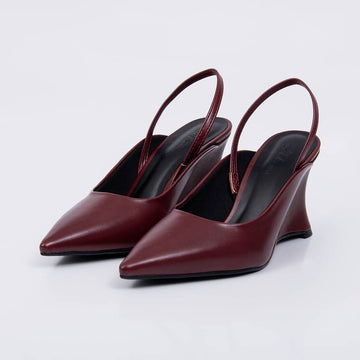 Boston – Scarpin Feminino Slingback Salto Anabela Vermelho
