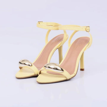 Paris - Sandália Feminina Salto Alto Bico Folha Amarelo
