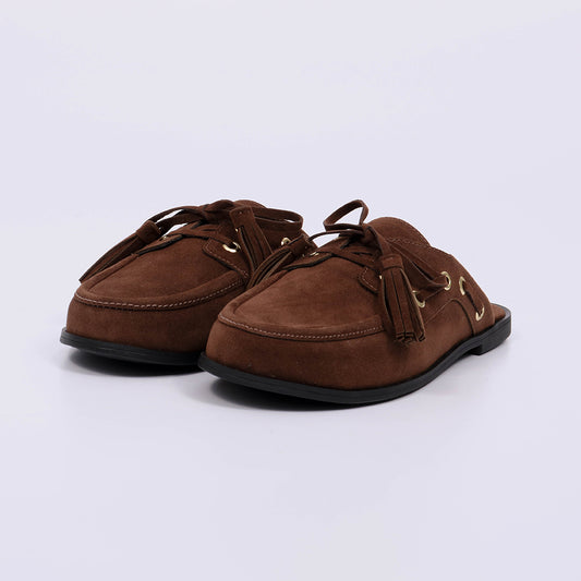 Zoe - Mule Feminino Camurça Com Franjas Marrom