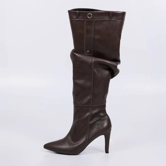 Madonna - Bota Feminina Aplicação Bico Fino Marrom