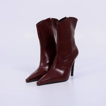 Gisele – Bota Feminina Cano Médio Salto Alto Vermelho
