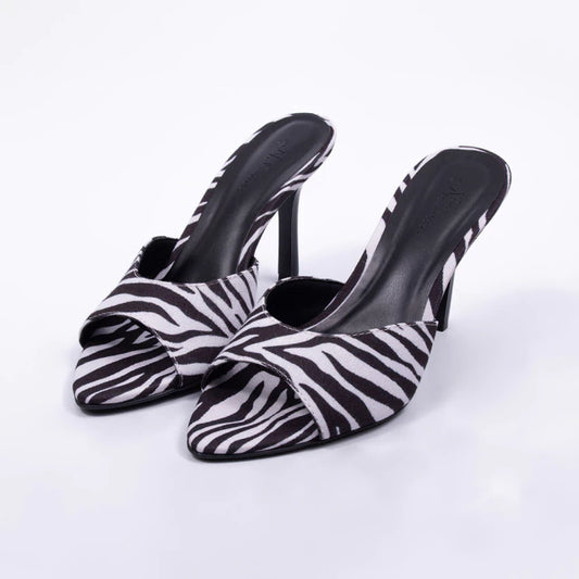 Roma – Tamanco Feminino Salto Alto Tira Única Zebra