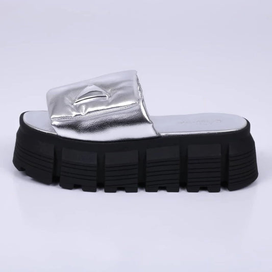 Kali - Flatform Birken Puffer Tratorada Feminina Prata