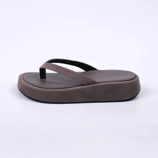 Búzios - Chinelo Feminino Flatform De Tiras Finas Camurça Cinza