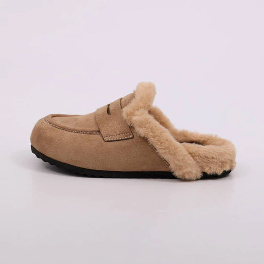 Noruega – Mule Feminino Plataforma Forrado Pelúcia Bege