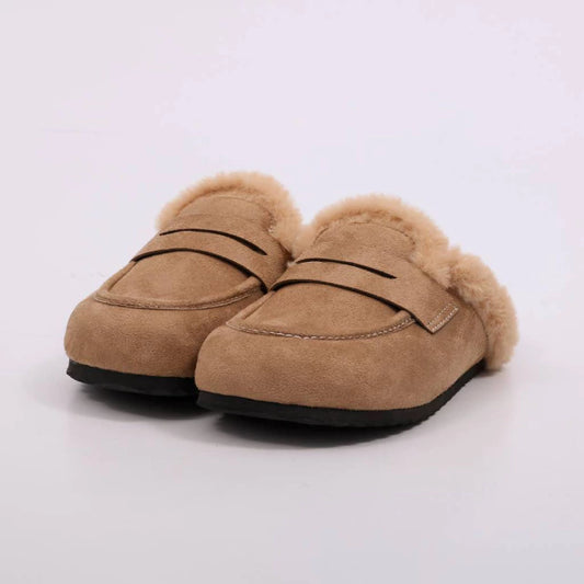 Noruega – Mule Feminino Plataforma Forrado Pelúcia Bege
