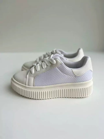 Maly - Tênis Feminino Tela Plataforma Cadarço Branco