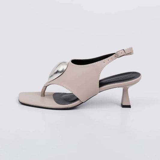 Recife - Tamanco Feminino Bico Quadrado Slingback Cinza