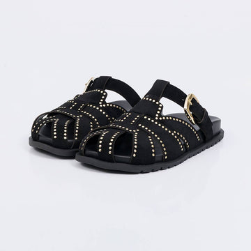 Fortaleza - Clog Feminina Anatômica Tachas Fivela Preto