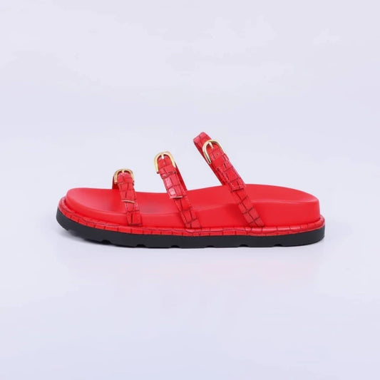 Duke - Papete Feminina Anatômica Bico Redondo Aplicação Vermelha