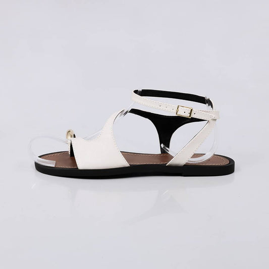 Malta - Sandália Rasteira Feminina Tiras Dedal Dourado Off-white