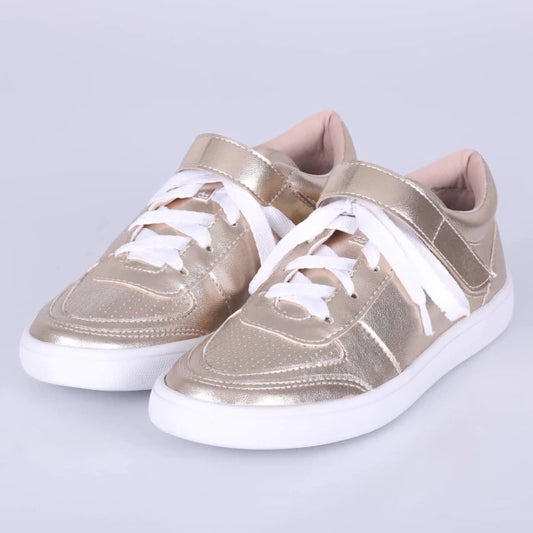 Mia - Tênis Feminino Cadarço Velcro Dourado