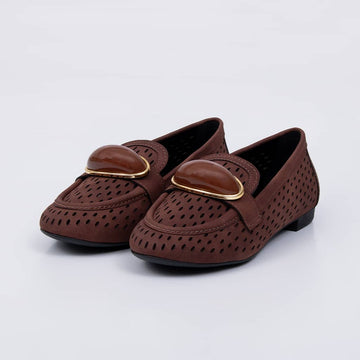Aspen - Mocassim Feminino Vazado com Aplicação Marrom