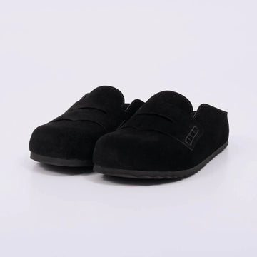 Noemi - Sapato Feminino Flat Fechado Camurça Preto