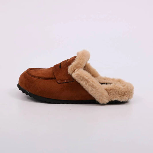 Noruega – Mule Feminino Plataforma Forrado Pelúcia Caramelo