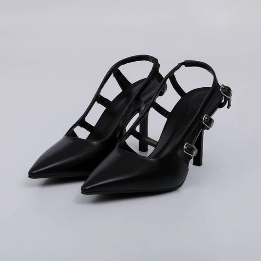 Tessa - Scarpin Feminino Fivela Abertura Lateral Preto