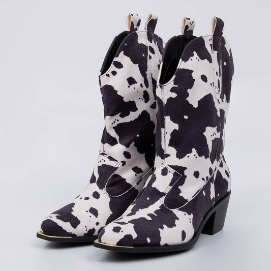 Texas - Bota Feminina Texana Bico Fino Vaca Preto