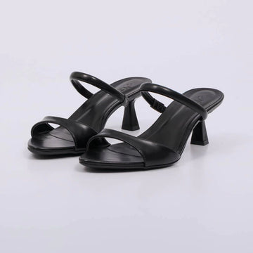 Jasmin - Tamanco Feminino Salto Baixo Tiras Preto