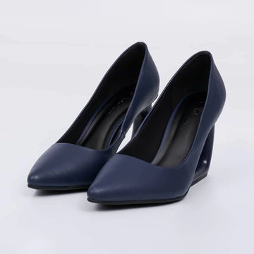 Dara - Scarpin Feminino Salto Geométrico Bico Azul
