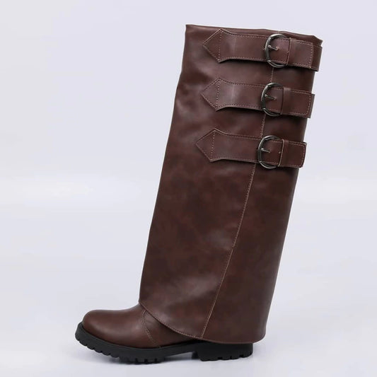 Oslo - Bota Feminina Tratorado Cano Alto com Aplicação Marrom Cacau