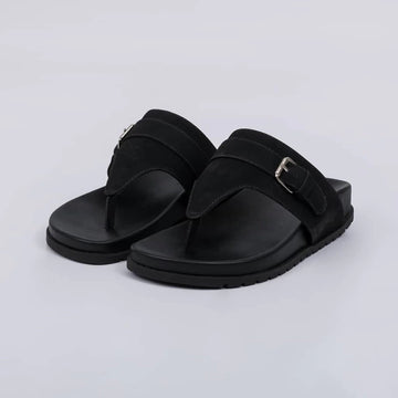 Chicago - Chinelo de tiras com fivela aplicação preta