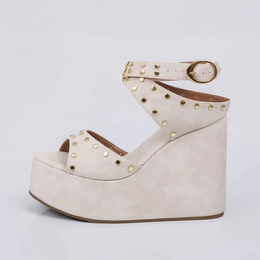 Nolita - Sandália Feminino com Fivela de Camurça Off-White