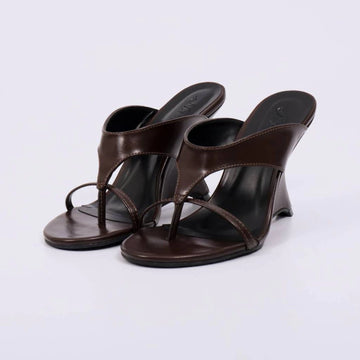 Stela - Tamanco Feminino Salto Anabela Marrom Escuro