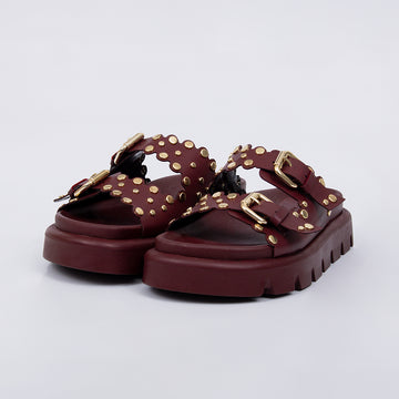 Nolita - Papete Flatform Fivelas e Tachas Douradas Vermelho