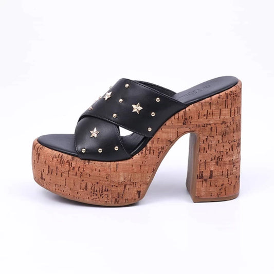 Geneva - Tamanco Feminina Plataforma Meia Pata Preto