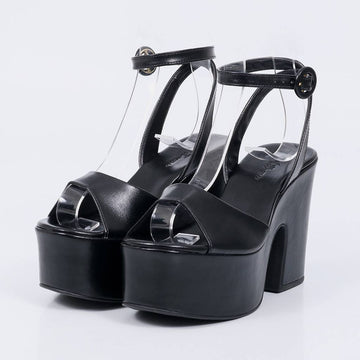Celine - Sandália Feminina Plataforma Salto Bloco Alto Preto