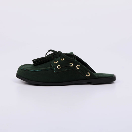 Zoe - Mule Feminino Camurça Com Franjas Verde