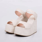 Canadá - Tamanco Feminino Anabela de Camurça Off-White