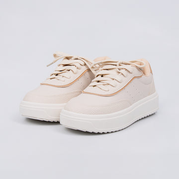 Vancouver - Tênis Feminino Casual Plataforma Off-White/Nude