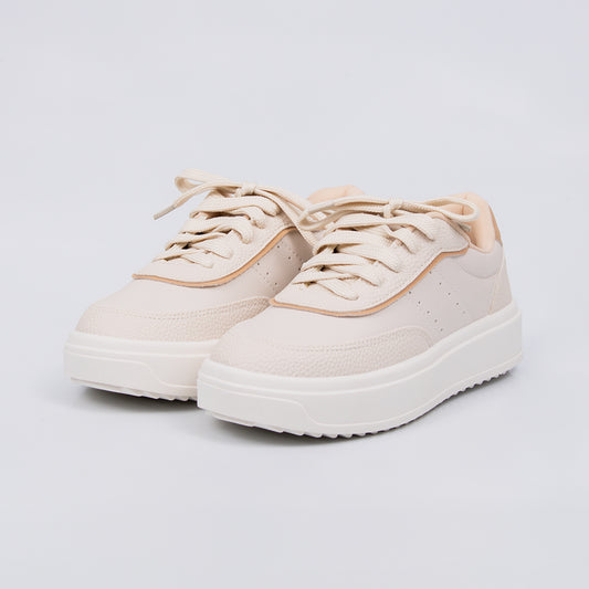 Vancouver - Tênis Feminino Casual Plataforma Off-White/Nude