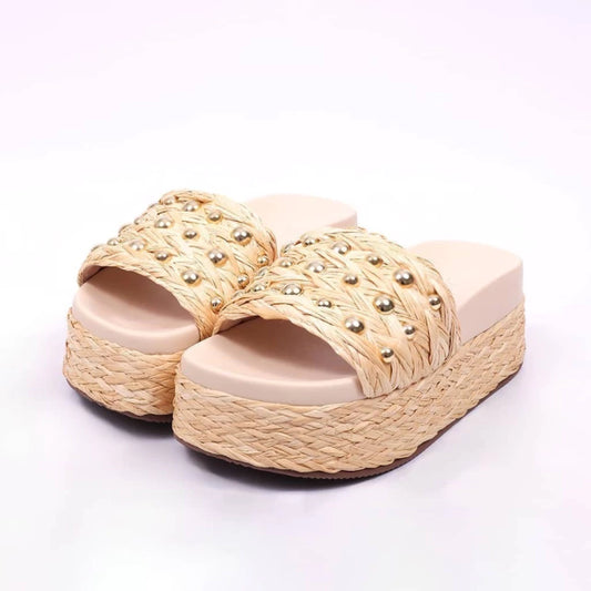 Mônaco - Chinelo Feminino Flatform Com Aplicação Palha