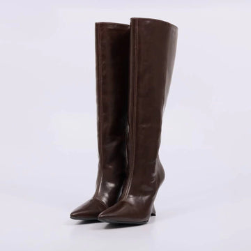 Kiara - Bota Feminina Over The Knee Salto Alto Sarja Marrom Escuro