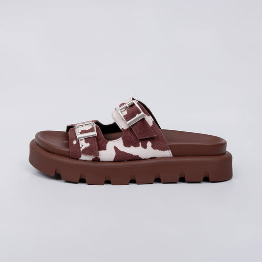 Tyler - Sandália Feminina Flatform com Estampa Animal Print Marrom