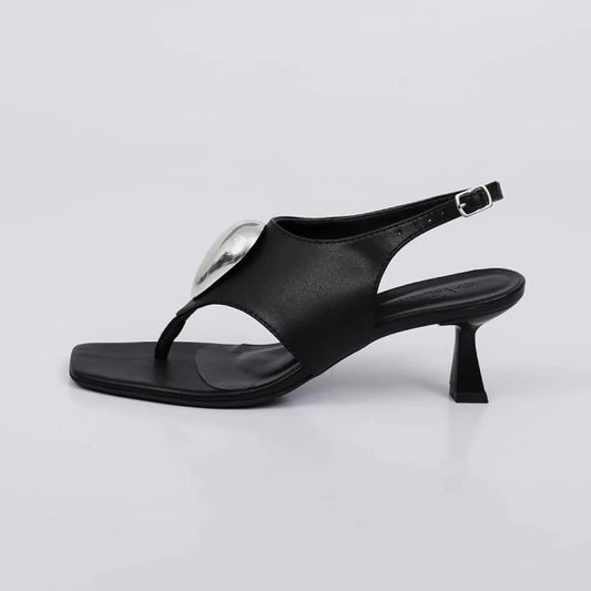 Recife - Tamanco Feminino Bico Quadrado Slingback Preto