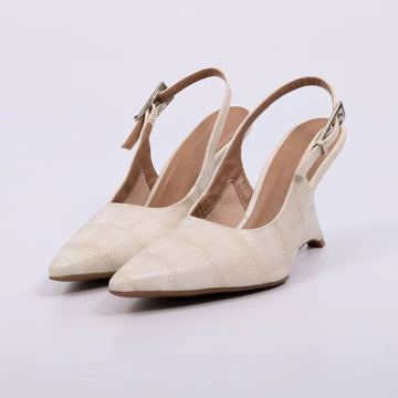 Ivy - Scarpin Feminino Slingback Salto Médio Bico Fino Off White
