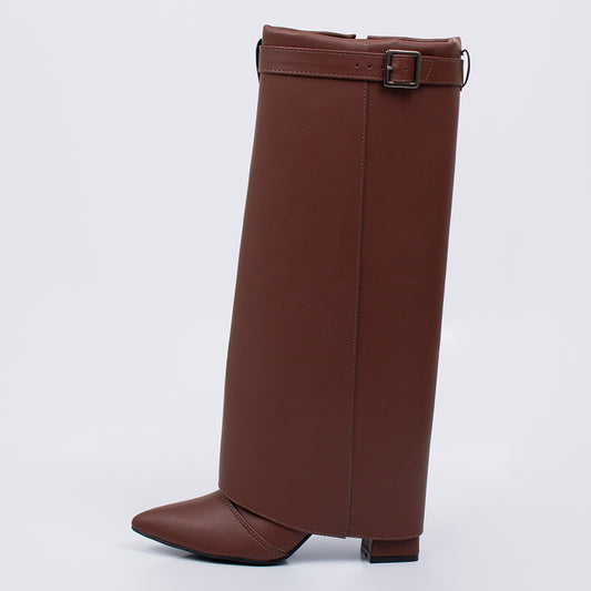 Jade - Bota Feminina Cano Médio Dobrada Marrom