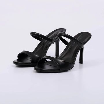 Linnie - Tamanco Feminino Salto Alto Tiras Preto