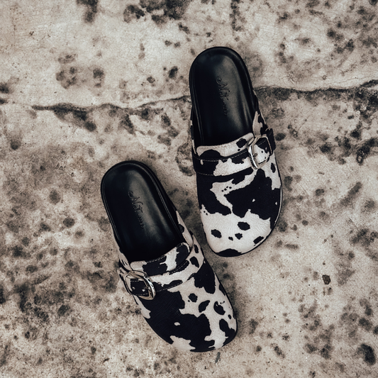 Vanila - Clog Feminino Anatômico com Fivela Vaquinha Preto