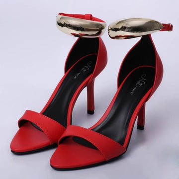 Francis - Sandália Feminina Salto Alto Bico Folha Vermelho