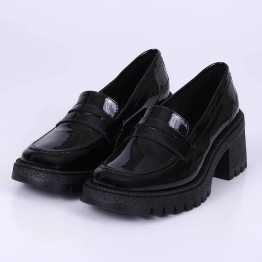 Bonnie - Oxford Feminino Verniz Tratorado Salto Médio Preto