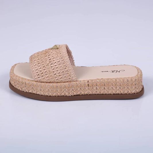 Capri - Flatform Feminina Aplicação Palha