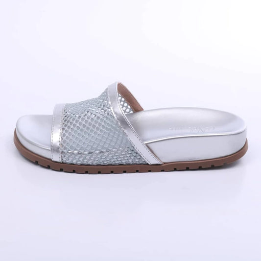 Rio - Papete Feminina Anatômica Tela Bico Redondo Prata