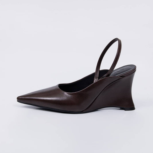 Boston – Scarpin Feminino Slingback Salto Anabela Marrom